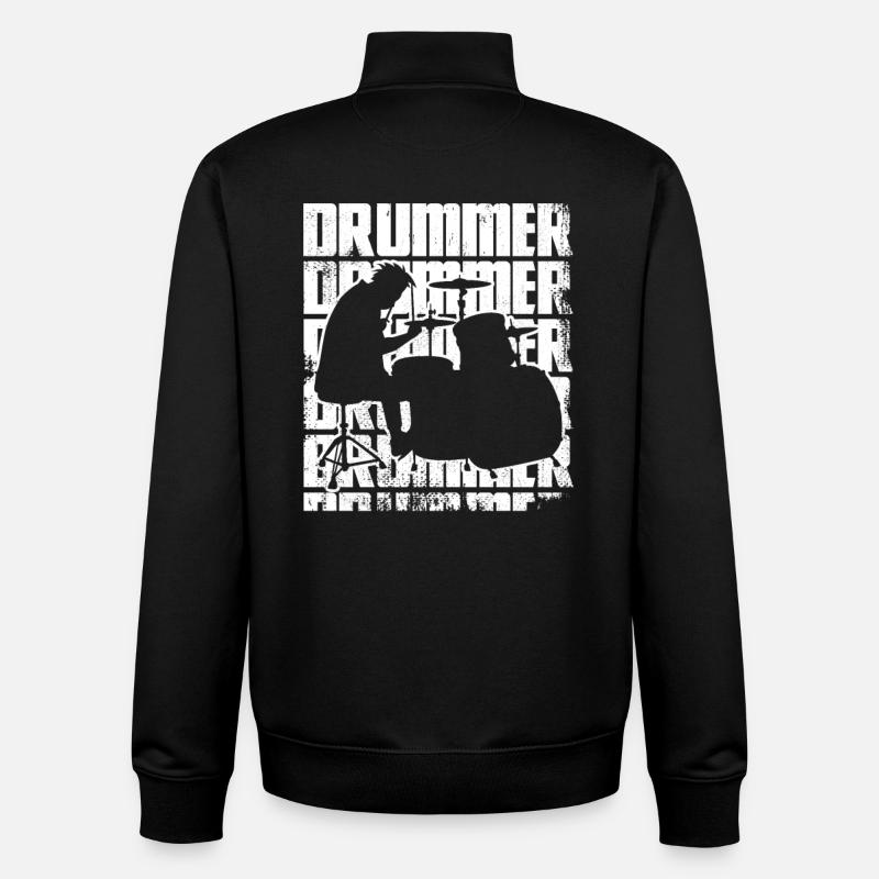 Drôle de batteur - Sweat zippé unisexe en coton bio Stanley/Stella - noir