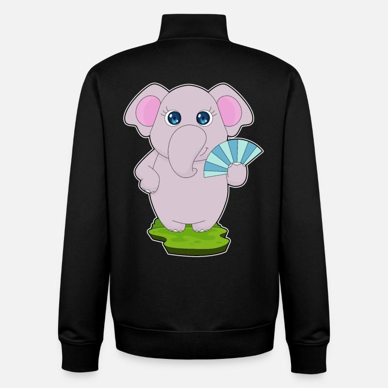 Éventail de main d’éléphant - Sweat zippé unisexe en coton bio Stanley/Stella - noir