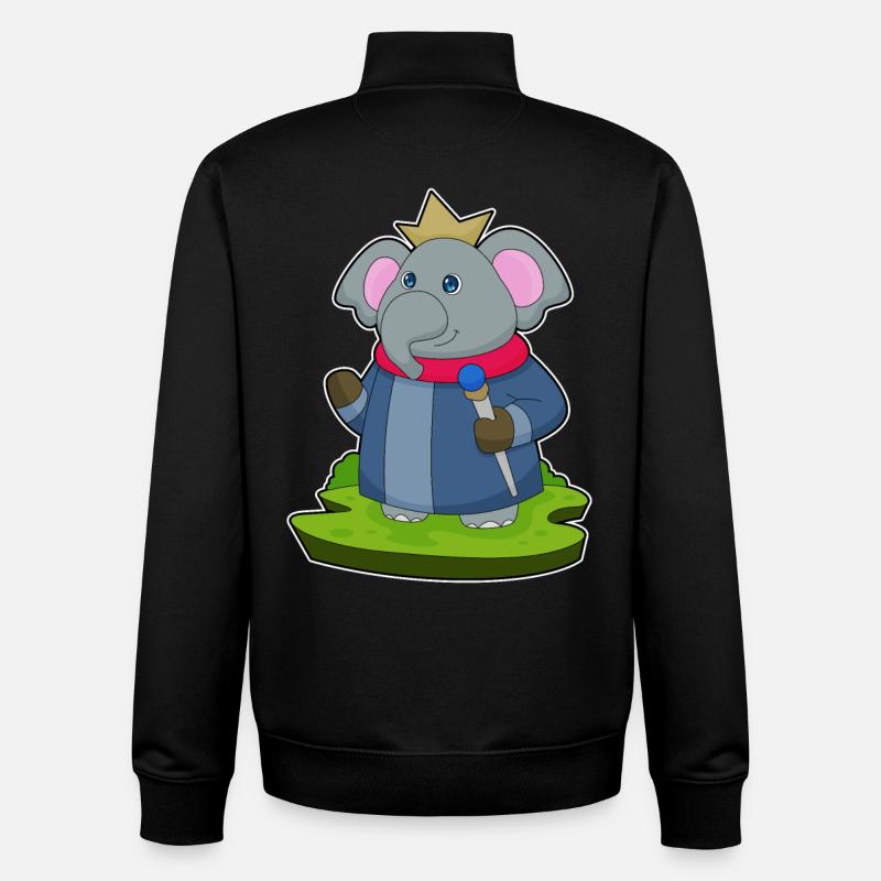 Couronne de sceptre du roi éléphant - Sweat zippé unisexe en coton bio Stanley/Stella - noir