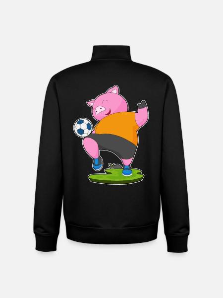 Pig Soccer Player Soccer - Unisex Organic Zip Sweatshirt by Stanley/Stella - black