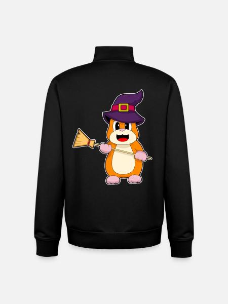Balai sorcier hamster - Sweat zippé unisexe en coton bio Stanley/Stella - noir