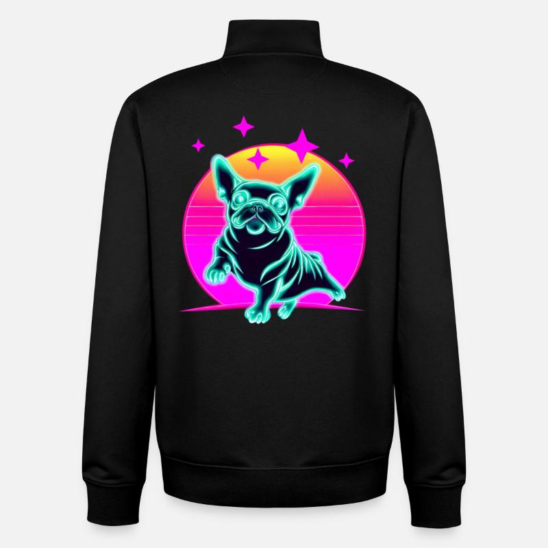 Französiche Bulldogge Synthwave Frenchie - Unisex Organic Zip Sweatshirt von Stanley/Stella - Schwarz