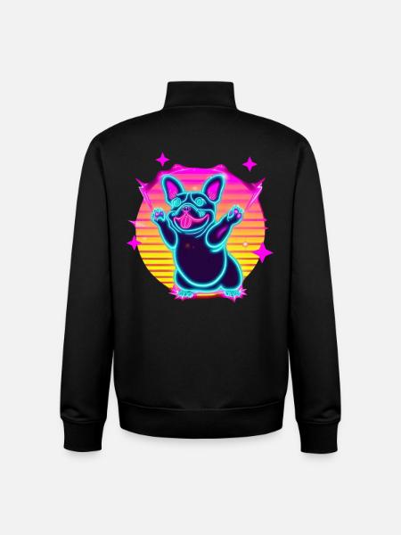 Funny French Bulldog Synth Frenchie - Unisex Organic Zip Sweatshirt by Stanley/Stella - black