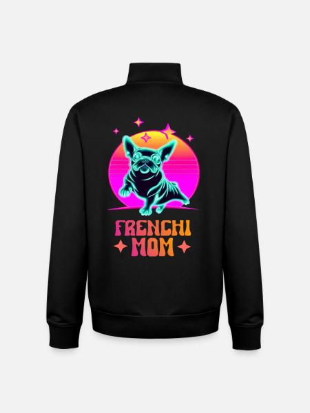 Maman Frenchie - Sweat zippé unisexe en coton bio Stanley/Stella - noir