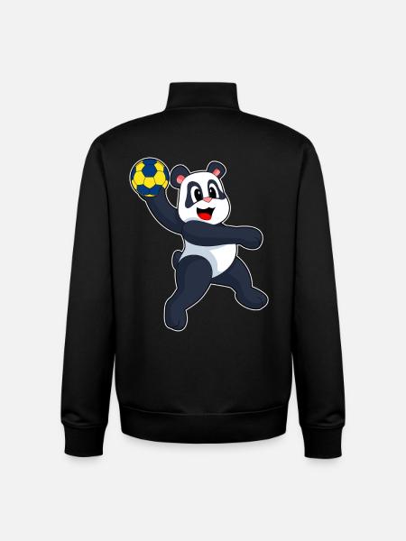 Panda Handball Player Handball - Unisex Organic Zip Sweatshirt by Stanley/Stella - black
