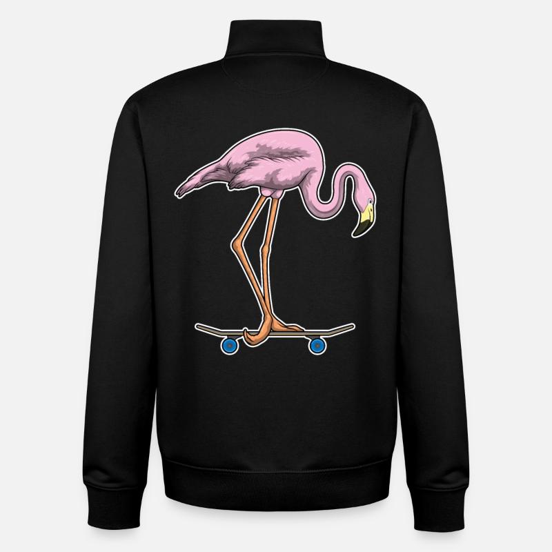 Flamingo Skater Skateboard - Sweat zippé unisexe en coton bio Stanley/Stella - noir