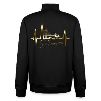 San Francisco Skyline Heartbeat California USA - Unisex Organic Zip Sweatshirt by Stanley/Stella - black - Back - AI Model Male 185 light (185cm)