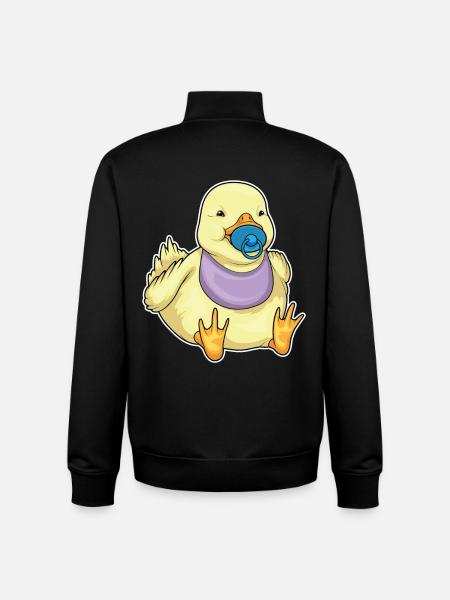 Duck Baby Bib Pacifier - Unisex Organic Zip Sweatshirt by Stanley/Stella - black