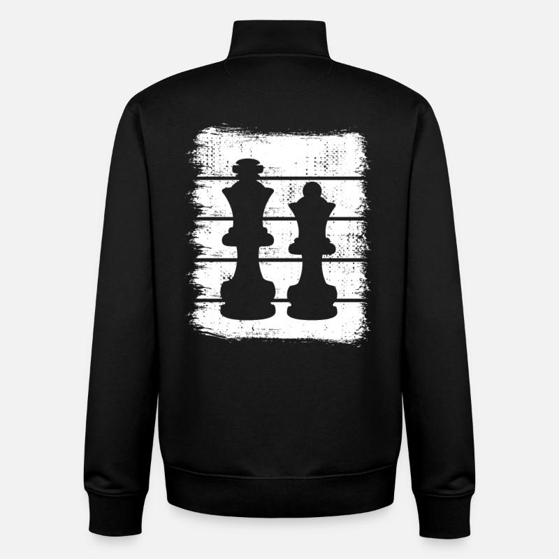 Dessin de pièces d’échecs - Sweat zippé unisexe en coton bio Stanley/Stella - noir