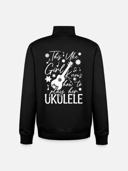Fille ukulélé - Sweat zippé unisexe en coton bio Stanley/Stella - noir