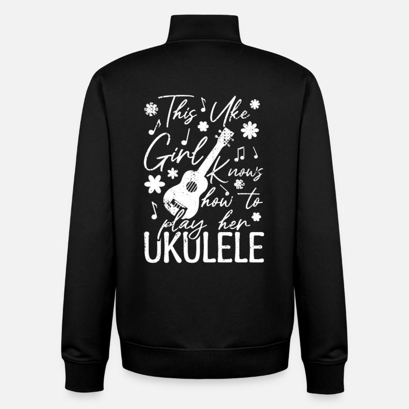 Fille ukulélé - Sweat zippé unisexe en coton bio Stanley/Stella - noir