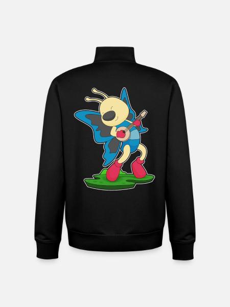 Butterfly Musician Guitar Music - Unisex Organic Zip Sweatshirt by Stanley/Stella - black