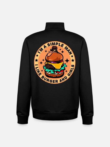 Burger Cheeseburger love - simple man - Unisex Organic Zip Sweatshirt by Stanley/Stella - black