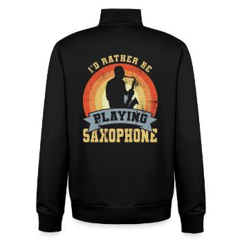 I’d Rather Be Playing Saxophone - Unisex Organic Zip Sweatshirt von Stanley/Stella - Schwarz - Hinten - AI Model Male 185 light (185cm)