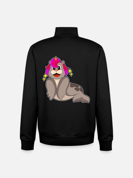 Seehund Einhorn - Unisex Organic Zip Sweatshirt von Stanley/Stella - Schwarz