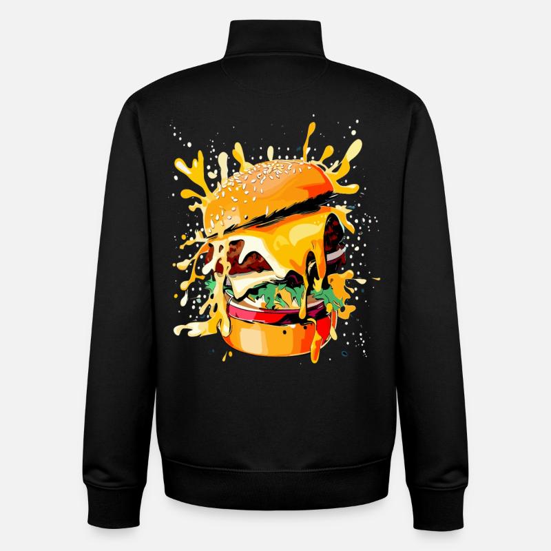 Cheeseburger Burger Lovers - Unisex Organic Zip Sweatshirt by Stanley/Stella - black