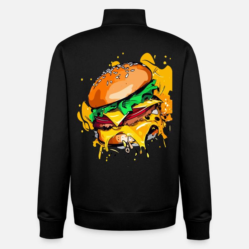 Extra Cheese Burger Cheeseburge - Unisex Organic Zip Sweatshirt by Stanley/Stella - black