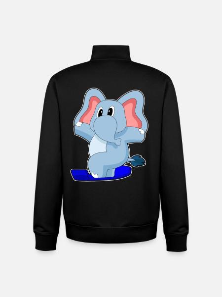 Elephant Snowboarder Snowboard - Unisex Organic Zip Sweatshirt by Stanley/Stella - black