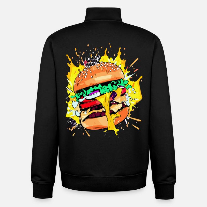 Extra Cheese Burger Cheeseburge - Unisex Organic Zip Sweatshirt by Stanley/Stella - black