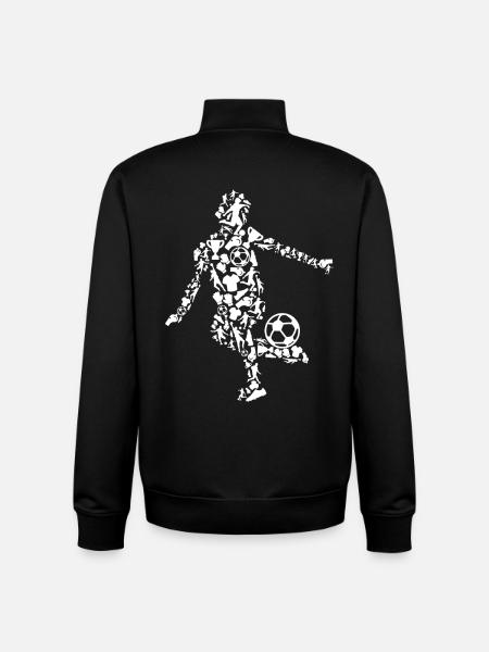 Soccer Player Drawing - Unisex Organic Zip Sweatshirt by Stanley/Stella - black