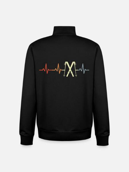 Skier ECG Heartline - Unisex Organic Zip Sweatshirt by Stanley/Stella - black