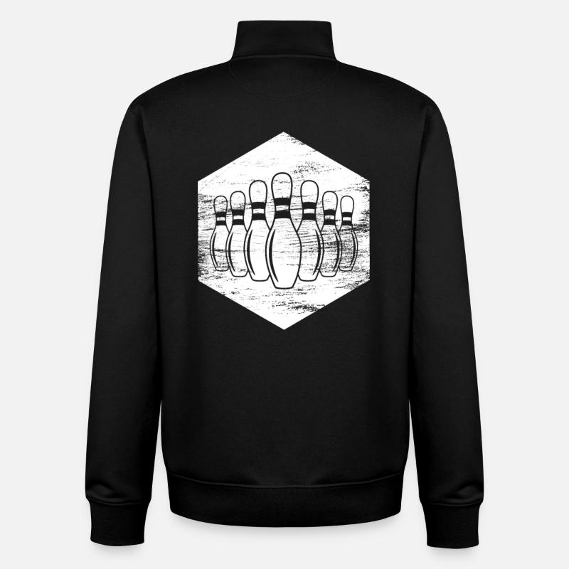 Dessin d’épingles de bowling - Sweat zippé unisexe en coton bio Stanley/Stella - noir