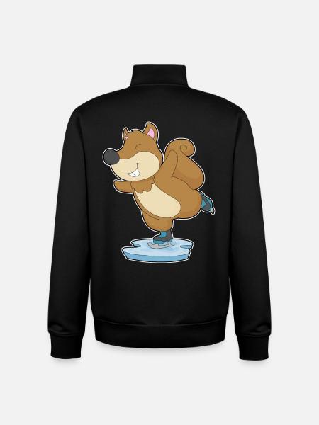 Squirrels Ice Skating Ice Skates - Unisex Organic Zip Sweatshirt by Stanley/Stella - black
