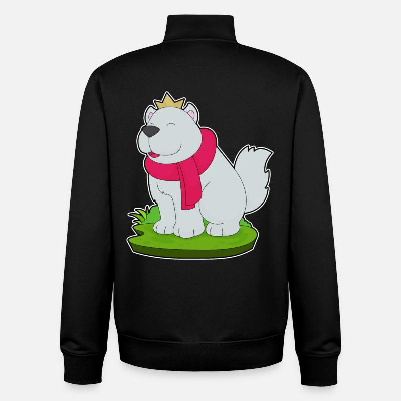 Chien Prince Crown - Sweat zippé unisexe en coton bio Stanley/Stella - noir