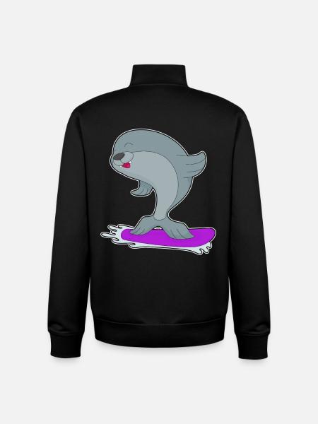 Seal Snowboarder Snowboard - Sweat zippé unisexe en coton bio Stanley/Stella - noir