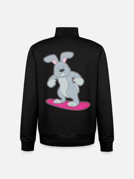 Rabbit Snowboarder Snowboard - Unisex Organic Zip Sweatshirt by Stanley/Stella - black