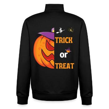 Cadeau halloween "Trick or Treat" - Sweat zippé unisexe en coton bio Stanley/Stella - noir - Dos - AI Model Male 185 light (185cm)