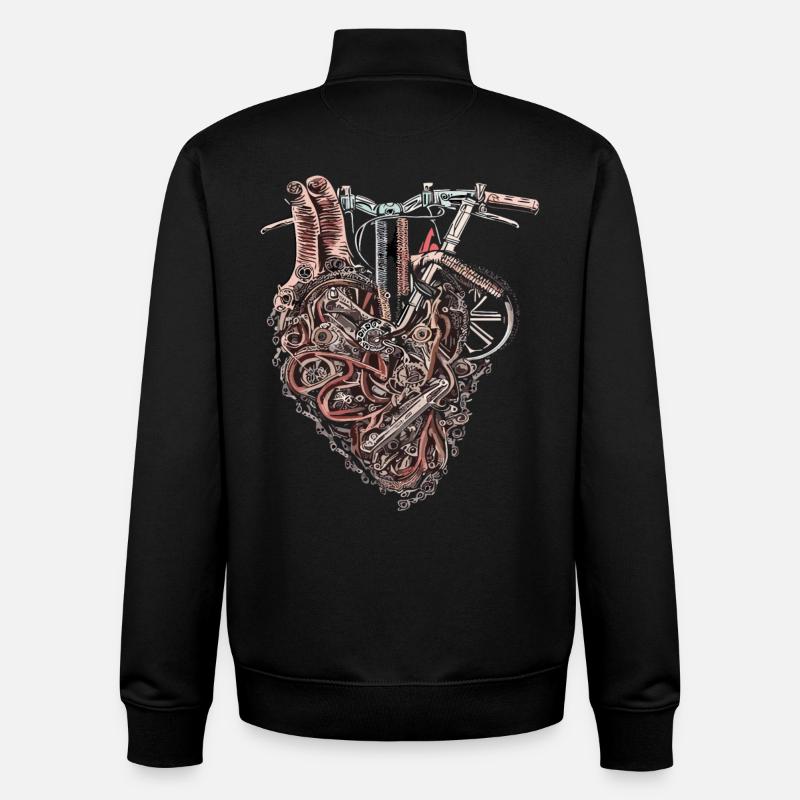 Machines mécaniques deux-roues coeur - Sweat zippé unisexe en coton bio Stanley/Stella - noir