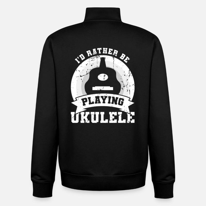 Citation : Ukulélé - Sweat zippé unisexe en coton bio Stanley/Stella - noir