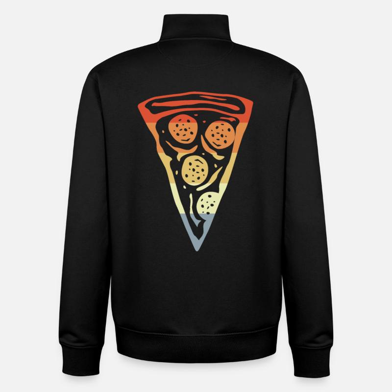 Tranche de pizza rétro - Sweat zippé unisexe en coton bio Stanley/Stella - noir