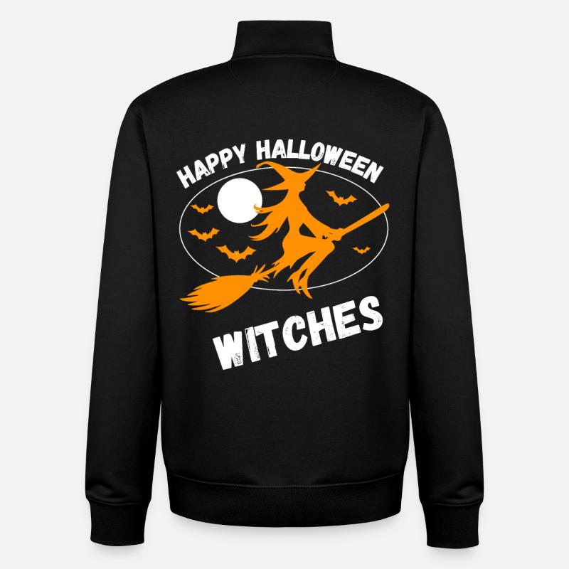 Joyeuses sorcières d'Halloween - Sweat zippé unisexe en coton bio Stanley/Stella - noir