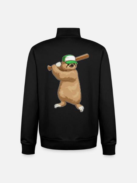 Sloth Baseball Baseball Bat - Unisex Organic Zip Sweatshirt by Stanley/Stella - black
