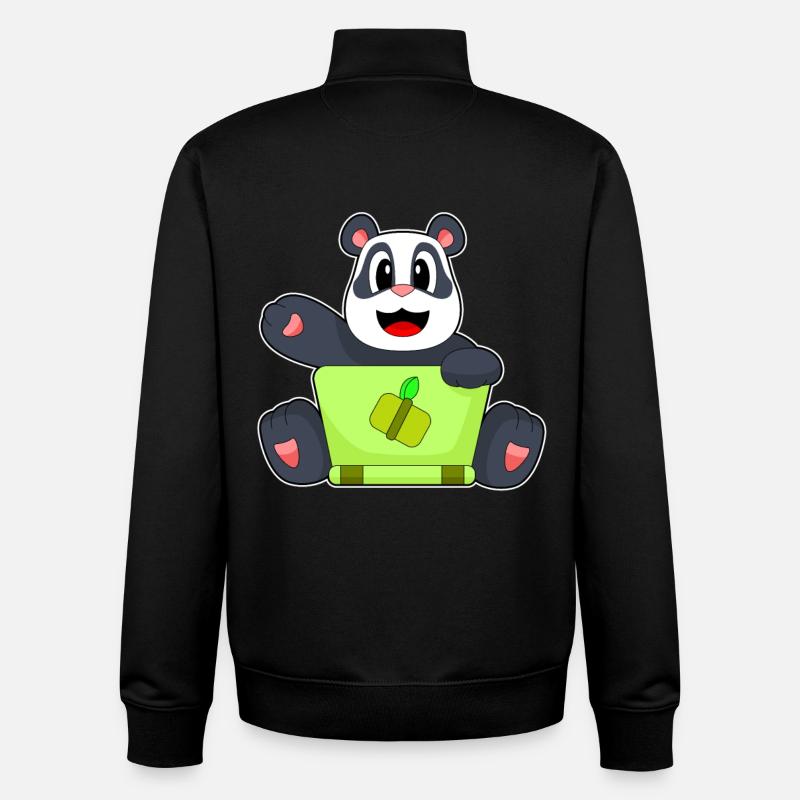 Panda Laptop - Unisex Organic Zip Sweatshirt by Stanley/Stella - black