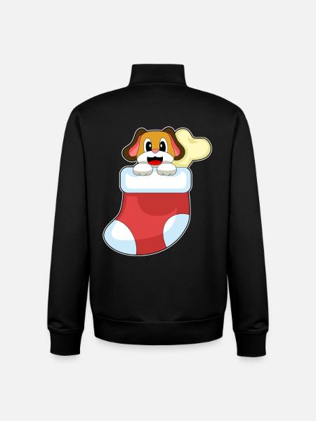 Dog Christmas Christmas Sock - Unisex Organic Zip Sweatshirt by Stanley/Stella - black