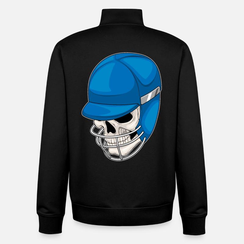 Casque de cricket Skull - Sweat zippé unisexe en coton bio Stanley/Stella - noir