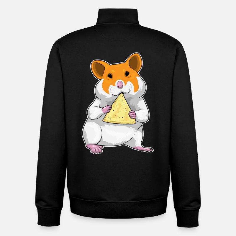 Croustilles de hamster - Sweat zippé unisexe en coton bio Stanley/Stella - noir