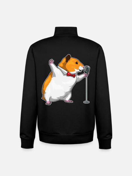Hamster Singer Microphone Singing - Unisex Organic Zip Sweatshirt by Stanley/Stella - black