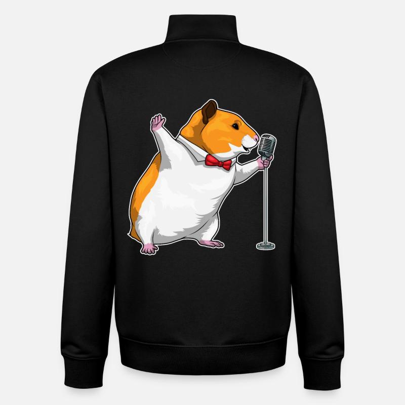 Hamster Singer Microphone Musique - Sweat zippé unisexe en coton bio Stanley/Stella - noir