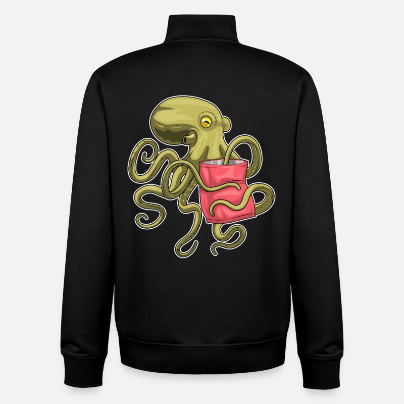 Sac de chips Octopus - Sweat zippé unisexe en coton bio Stanley/Stella - noir