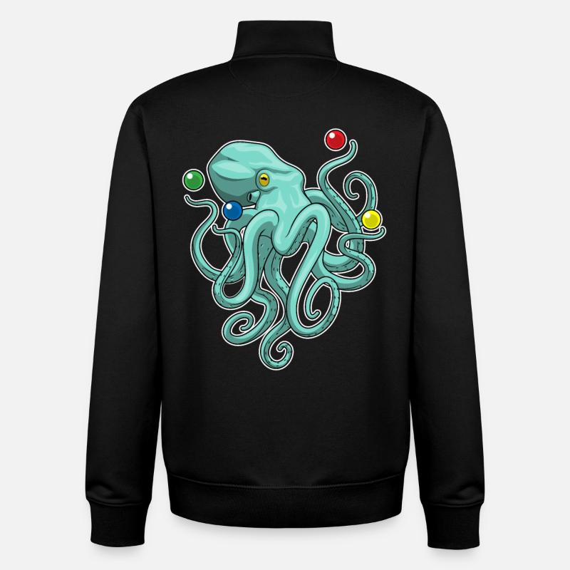 Octopus juggler juggling - Unisex Organic Zip Sweatshirt by Stanley/Stella - black
