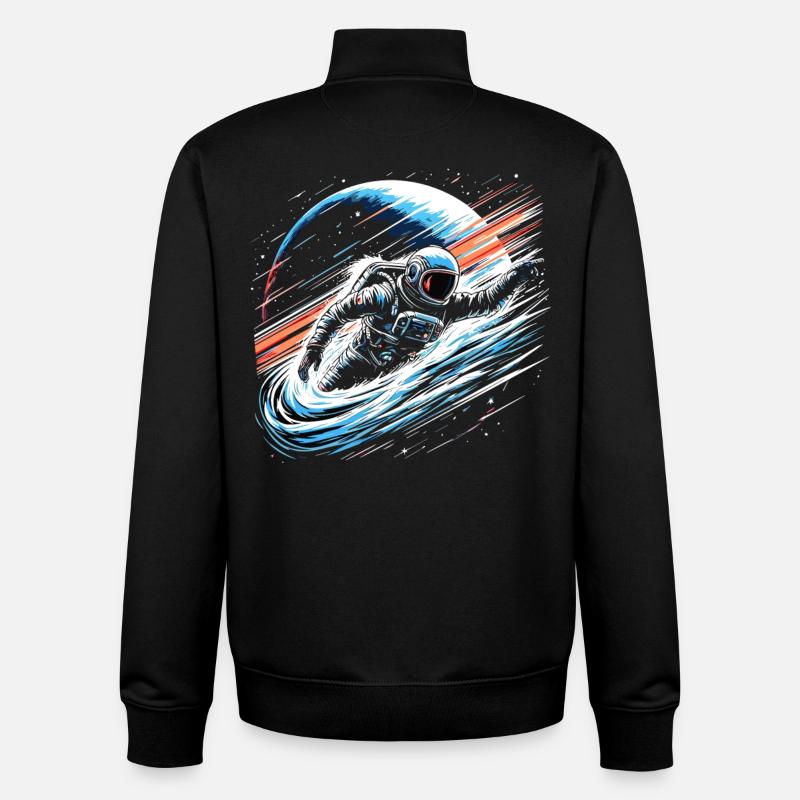 Astronaute Planète Espace - Sweat zippé unisexe en coton bio Stanley/Stella - noir