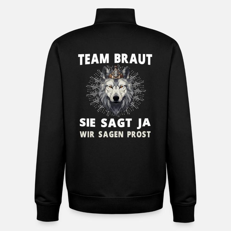 Hochzeit Junggesellenabschied Wolf Braut Bräutigam - Unisex Organic Zip Sweatshirt von Stanley/Stella - Schwarz