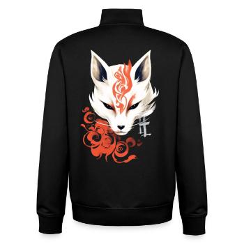 Masque De Renard Kumiho Samouraï Kitsune Japon Anime - Sweat zippé unisexe en coton bio Stanley/Stella - noir - Dos - AI Model Male 185 light (185cm)