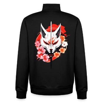 Kitsune Masque De Renard Kumiho Samouraï Japon Anime - Sweat zippé unisexe en coton bio Stanley/Stella - noir - Dos - AI Model Male 185 light (185cm)