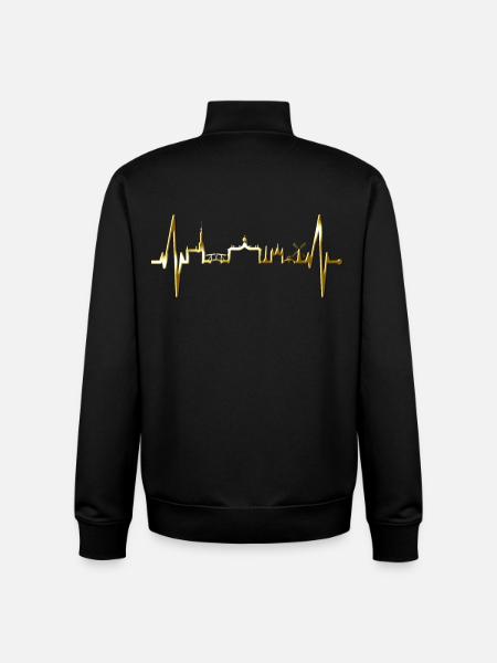 Amsterdam Skyline Netherlands Heartbeat Holland - Unisex Organic Zip Sweatshirt by Stanley/Stella - black