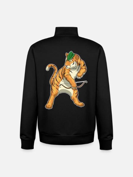 Tiger Archer Bow - Unisex Organic Zip Sweatshirt by Stanley/Stella - black